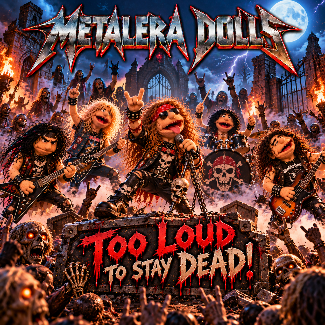 Portada de concierto de Metalera Dolls en el cementerio