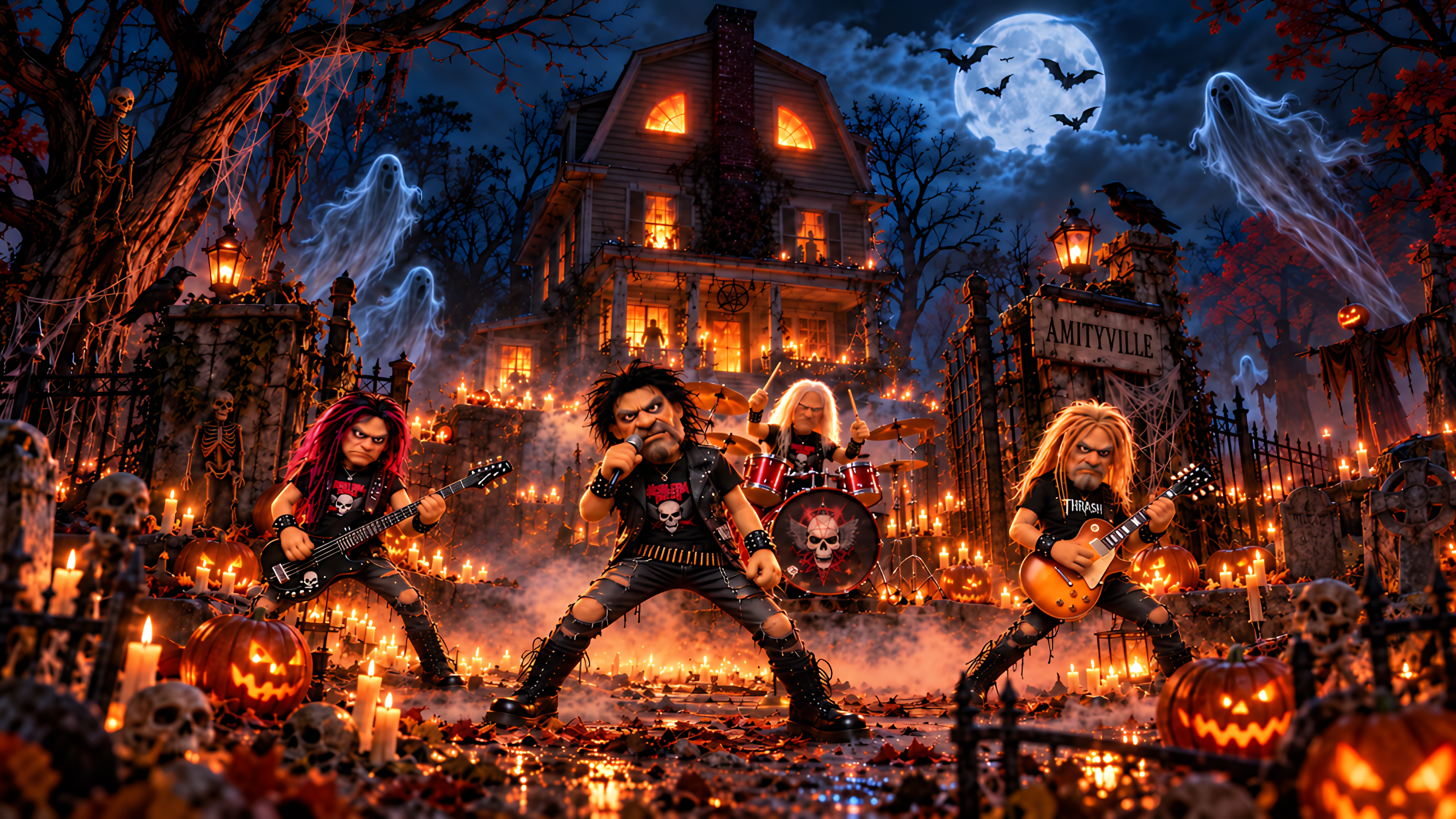 Metalera Dolls actuando en un escenario de terror